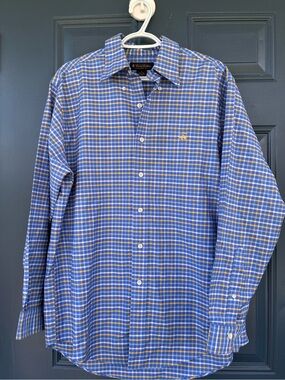 Brooks Brothers Blue and Yellow Plaid Button-Down Dress Shirt